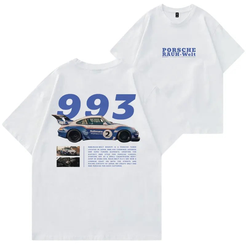 Porsche 993 RWB T-shirt, Hoodie, Sweater, Car Enthusiast Shirt, Car Clothing, 90's Car, Unisex, Vintage car shirt Classic Cotton