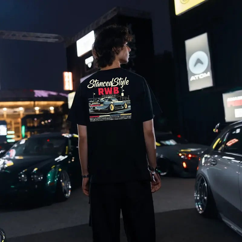 Porsche Stanced Style T-shirt, Hoodie, Sweater, Car Enthusiast Shirt, Car Clothing, Unisex Classic Cotton