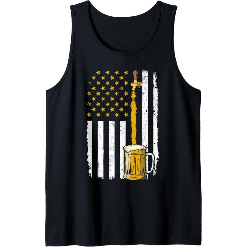 Pouring Beer American Flag Vintage 4th of July Craft Brewery Tank Top