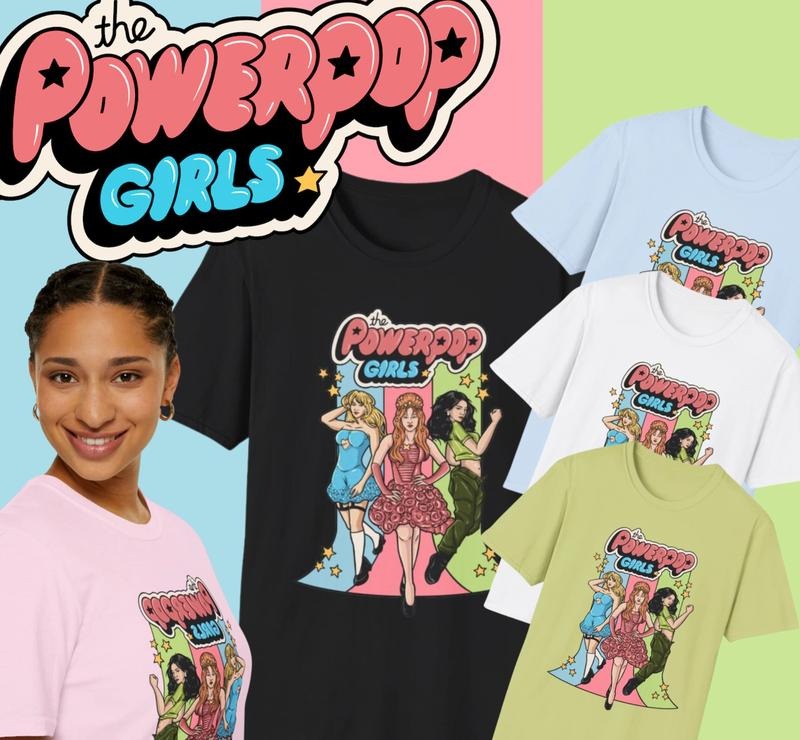PowerPop Girls Unisex Fitted Graphic Tee - Medium Short Sleeve Cotton Crew Neck Top, All Seasons Women's Wear Summer Womenswear Underwear