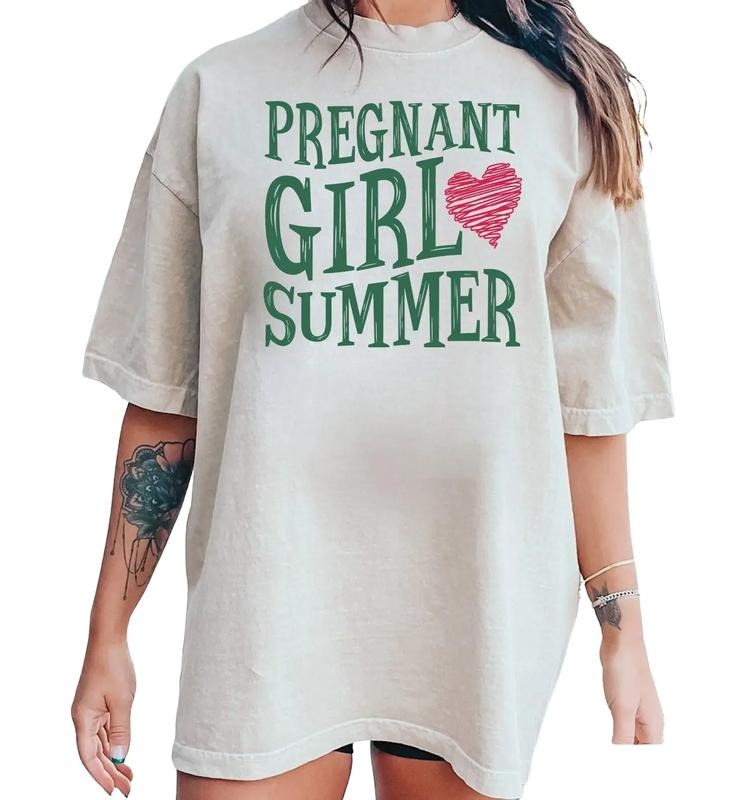 Pregnant Girl Summer Shirt, Retro Pregnant Girl Tshirt, Baby Announcement Shirt, Pregnancy Reveal Tee, Funny Pregnancy Shirt, Unisex T-Shirt, Short Sleeve Tee Shirt, Gifts For Mother, Gifts For Birthday