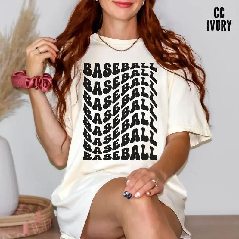 Premium Retro Wavy Baseball Tee, Baseball Season Shirt, game Day Shirt, Baseball Lover Shirt, Cute Baseball Shirt