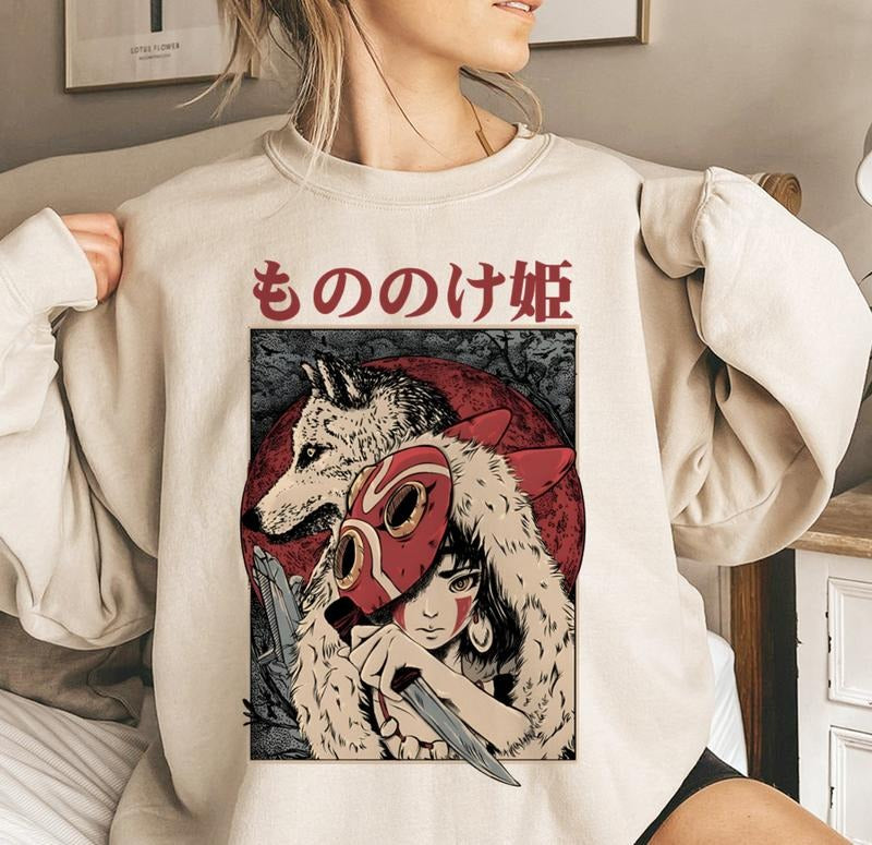 Princess Mononoke Washed Acid Sweatshirt Womenswear Hoodie