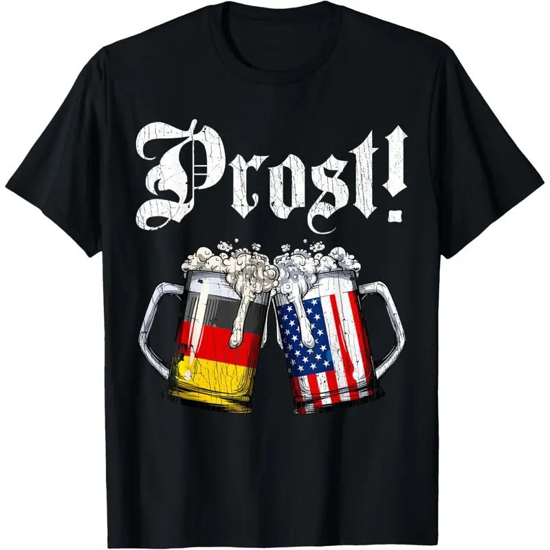 Prost Beer German American Flag T shirt Oktoberfest Men Mug T-Shirt made in usa