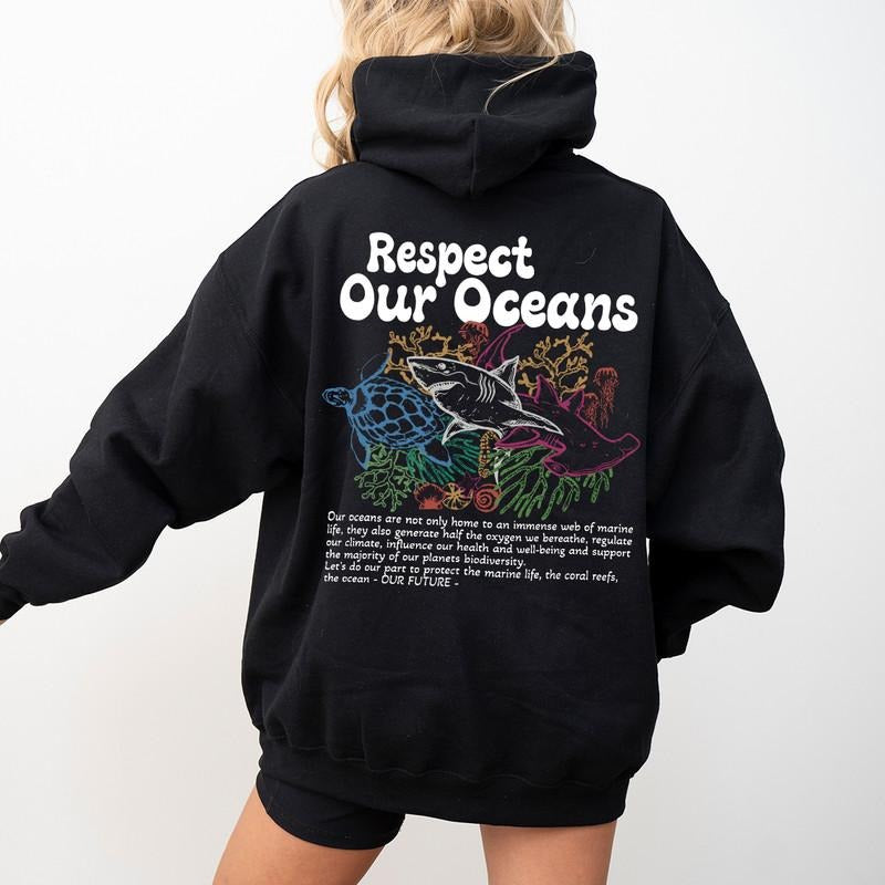 Protect Our Oceans Hoodie, Shark Sweatshirt, Save The Ocean Shirt, Possitive Crewneck, Marine Biologist Sweatshirt, Surfing Hoodie, Shark Lover Gift