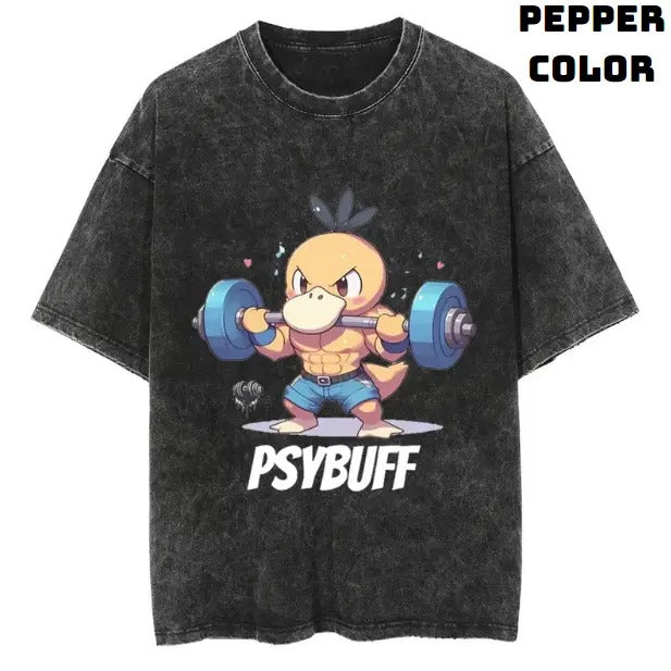 Psybuff Vintage Graphic Tees, Psyduck T-Shirt, Pokemon Gym Shirts, Pokemon Stuff, Unisex Anime Manga Shirt Top Menswear Womenswear Streetwear