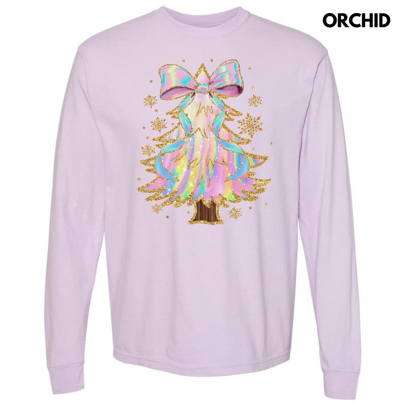 Psychedelic Swirls Christmas Tree Long Sleeve Comfort Colors T-Shirt 'NLB'