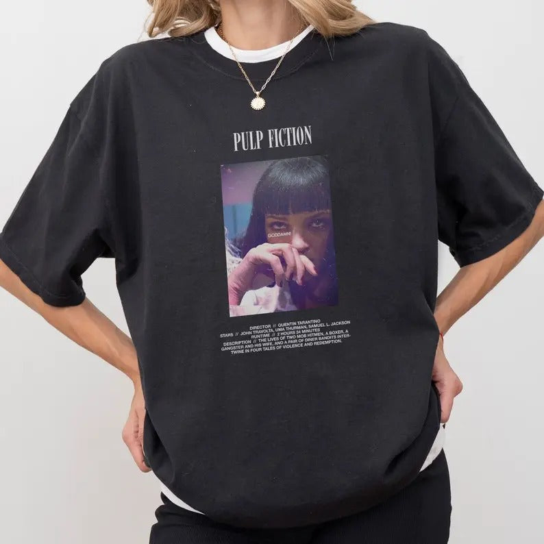 Pulp Fiction Shirt, Unisex Retro Quentin Tarantino Pulp Fiction Movie Graphic T-Shirt, Best Movies All Time Memorabilia Gift