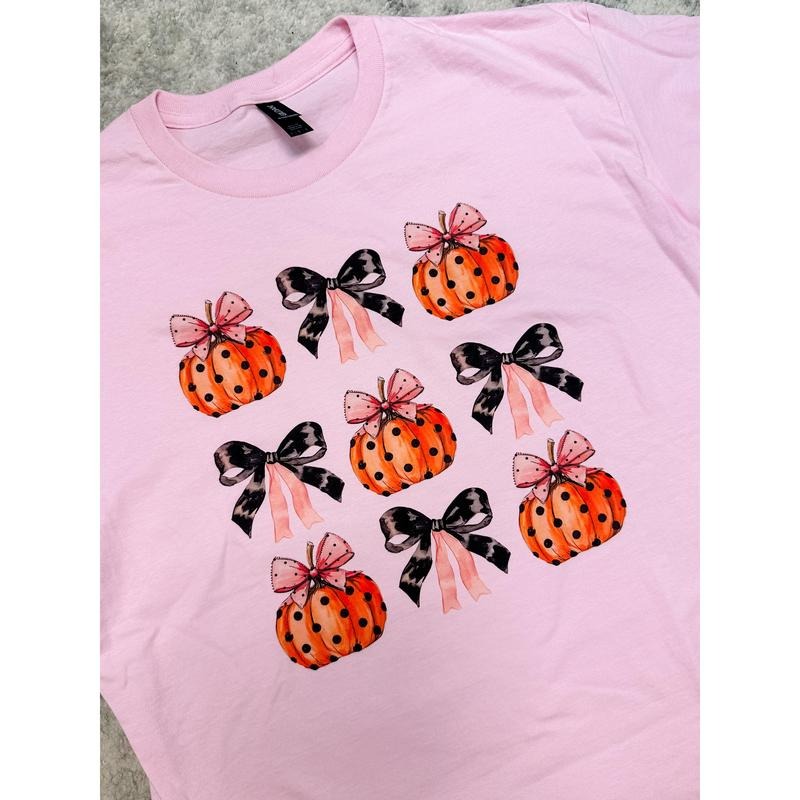 Pumpkin Bow Graphic Top