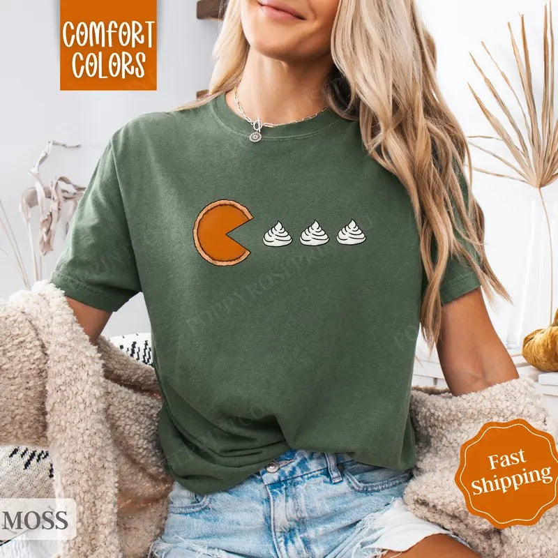 Pumpkin Pie Shirt Comfort Colors, Thanksgiving Shirt, Fall Womenswear Oversized Crewneck