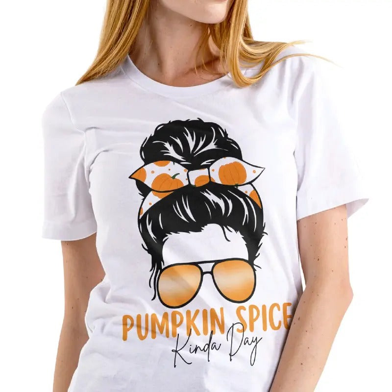 Pumpkin Spice Kinda Day Women's T-Shirt for Casual Style - Top, Womenswear Everyday Clothing Comfortable, Crewneck