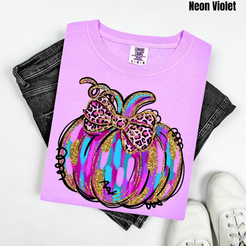 Purple & Blue Painted Pumpkin Comfort Colors T-Shirt 'NLB'