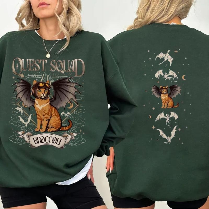 Quest Squad Broccoli Sweatshirt, Fourth Wing, Ridoc Romantasy Fan Shirt, Dragon Rider, Bookish Tee, Bookworm Book Lover Gifts, Sweater Pullover Tee