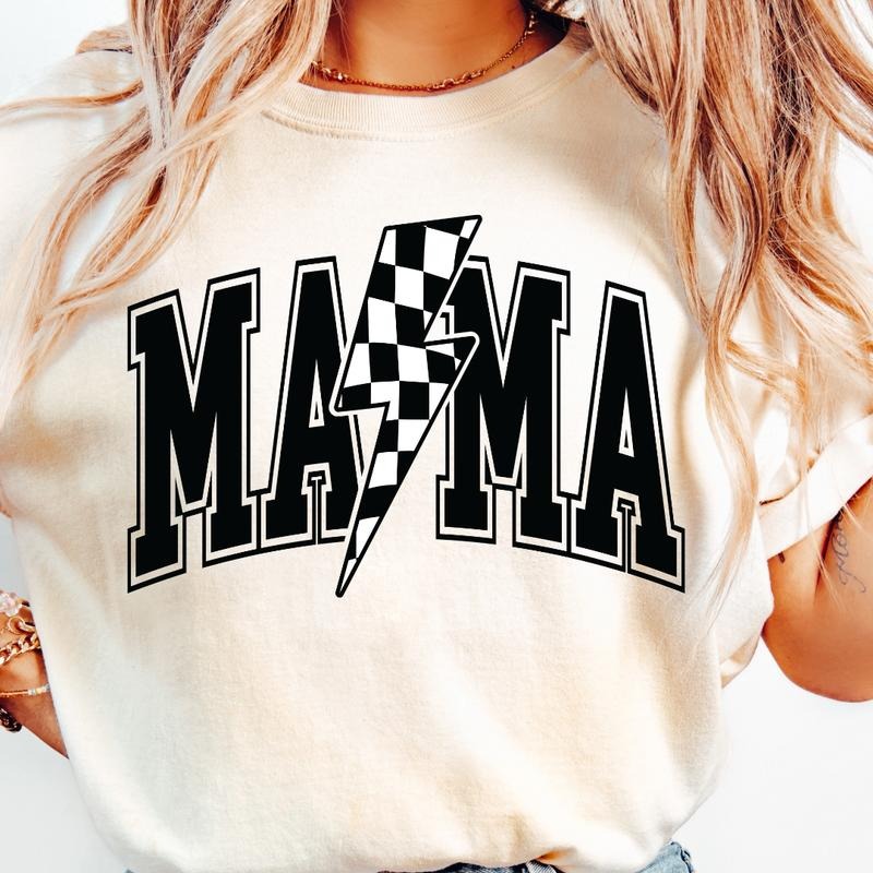 RETRO CHECKERED MAMA BOLT DISTRESSED TEE