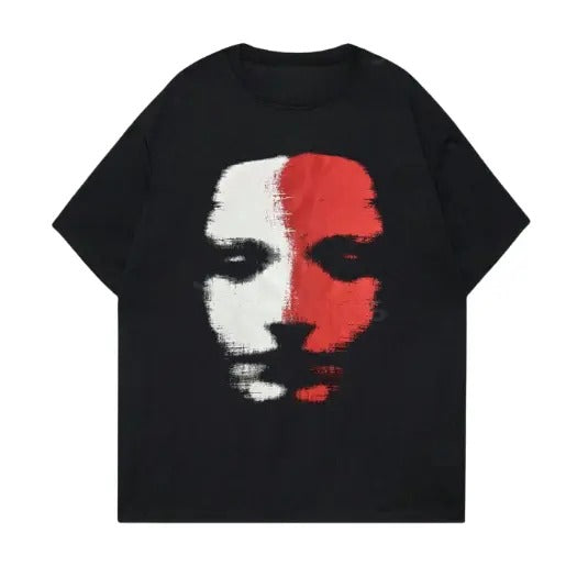 ROMWE Goth Men's Loose Fit Drop Shoulder T-Shirt Cotton Unisex T-Shirt, Crew Neck, Size S- 3XL, Menswear Top, Womenswear Top Underwear Streetwear Tshirt Human Tropical Round Neck
