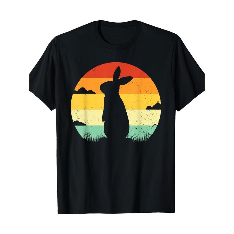 Rabbit Retro Vintage 80s Style Bunny Lover 100% CottonT-Shirt made in usa