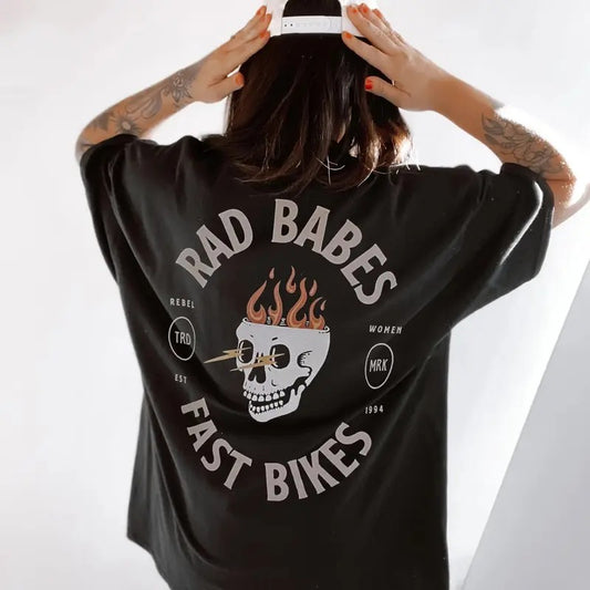 Rad Babes Fast Bikes Tee, trendy vintage inspired tee, retro boho hippie tshirt