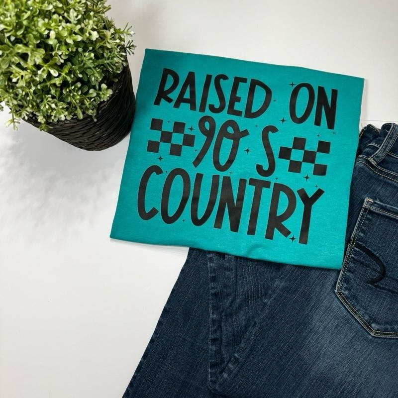 Raised on 90s Country Tshirt - Comfort Womenswear Top for Summer