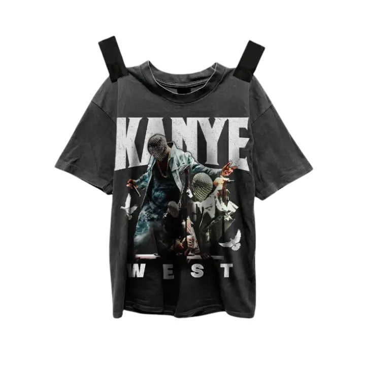 Rap Star High Street Trend-Ye-Old Retro Character Print Tshirt, Sweatshirt, Hoodie Size S- 3XL,Gift For Women Top Womenswear Underwear Humen, Underwear Tshirt Lady Streetwear Human Shortsleeve Shoe Comfort T-Shirt Casual Crewneck Round Neck Summer
