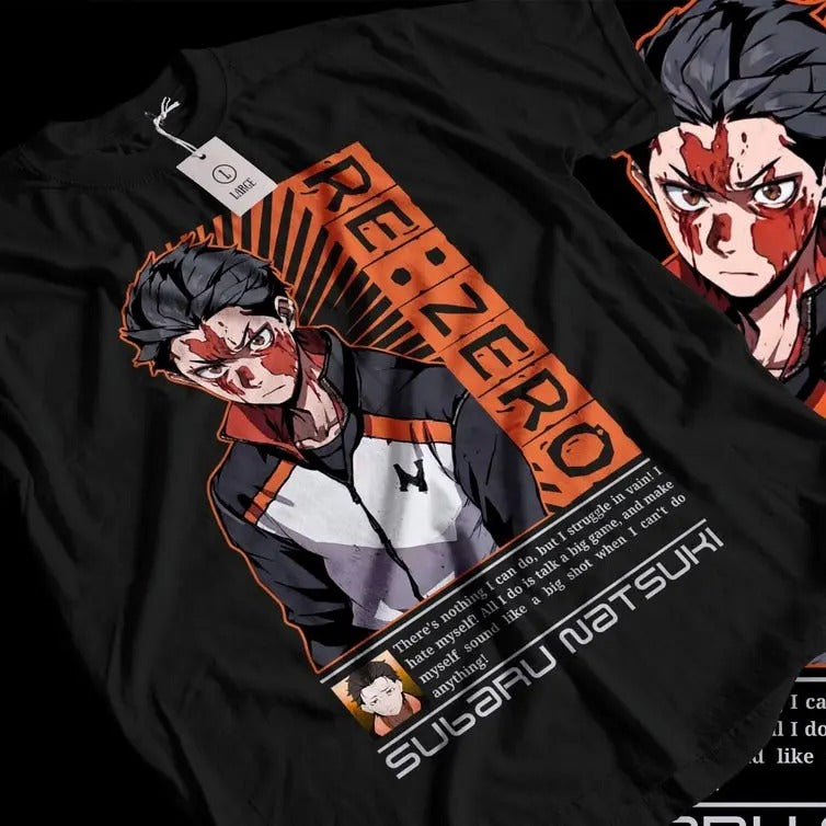 Re:Zero Shirt, Re Zero T-shirt, Emilia, Ram, Subaru, Japanese Manga, Anime Tee Top