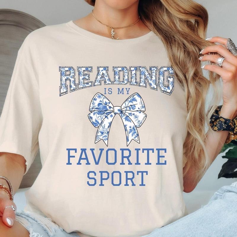 Reading Is My Favorite Sport Tee, Book Week Teacher Shirt, School Librarian Shirt, Book Lover, Reading Teacher Shirt, Chinoiserie Tee XB55I