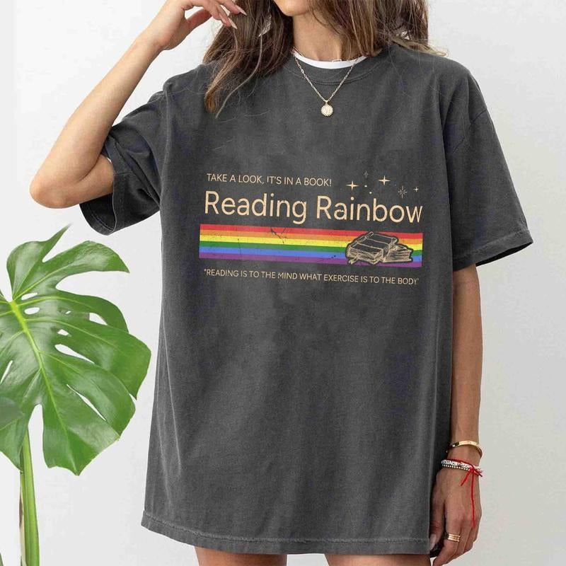 Reading Rainbow Comfort Color shirt, Teacher Appreciation Gift, Teacher School Shirt, Bookish Books Lover Shirt, Reader Gift 75SA2