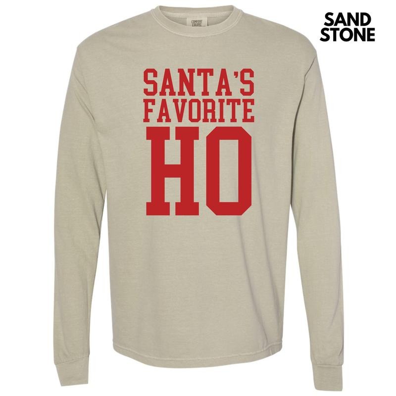 Red - Santa's Favorite Ho Long Sleeve Comfort Colors T-Shirt 'NLB'
