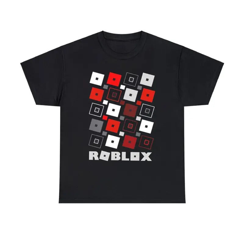 Red Block Pattern T-Shirt Online Gaming Inspired Graphic Tee