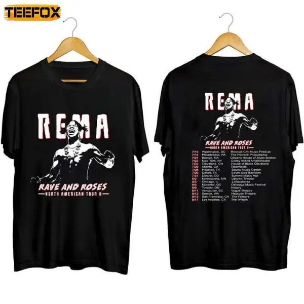 Rema North American Rave And Rose Tour 2023 Concert Short-Sleeve T-Shirt