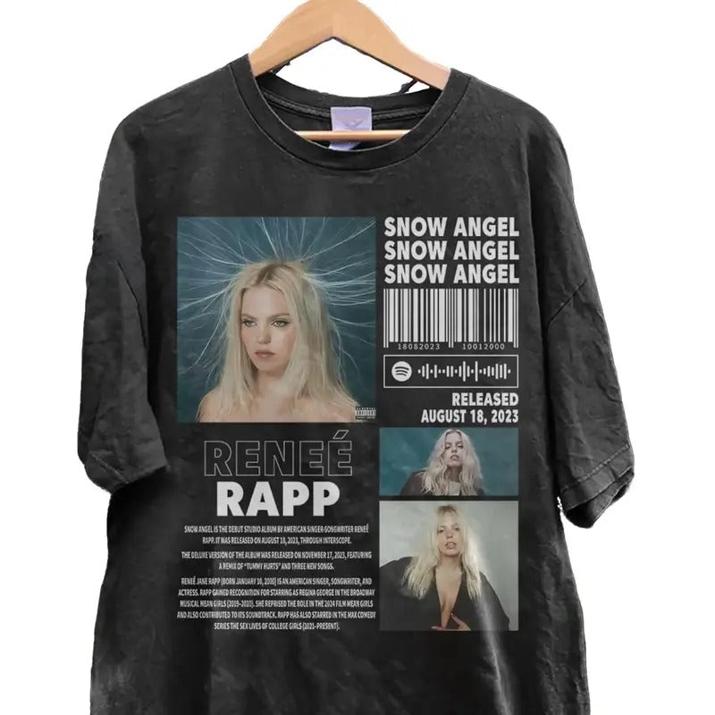 Renee Rapp Music Merch Shirt, Snow Angel Renee Album 90s Tee, Renee Rapp Tour 2024 Gift Bootleg Inspired Shirt, Unisex Shirt, Renee Rapp Gift for fan, Gift for her, Gift for him Menswear Top Underwear Tshirt Streetwear T-Shirt Streetwear T-Shirt