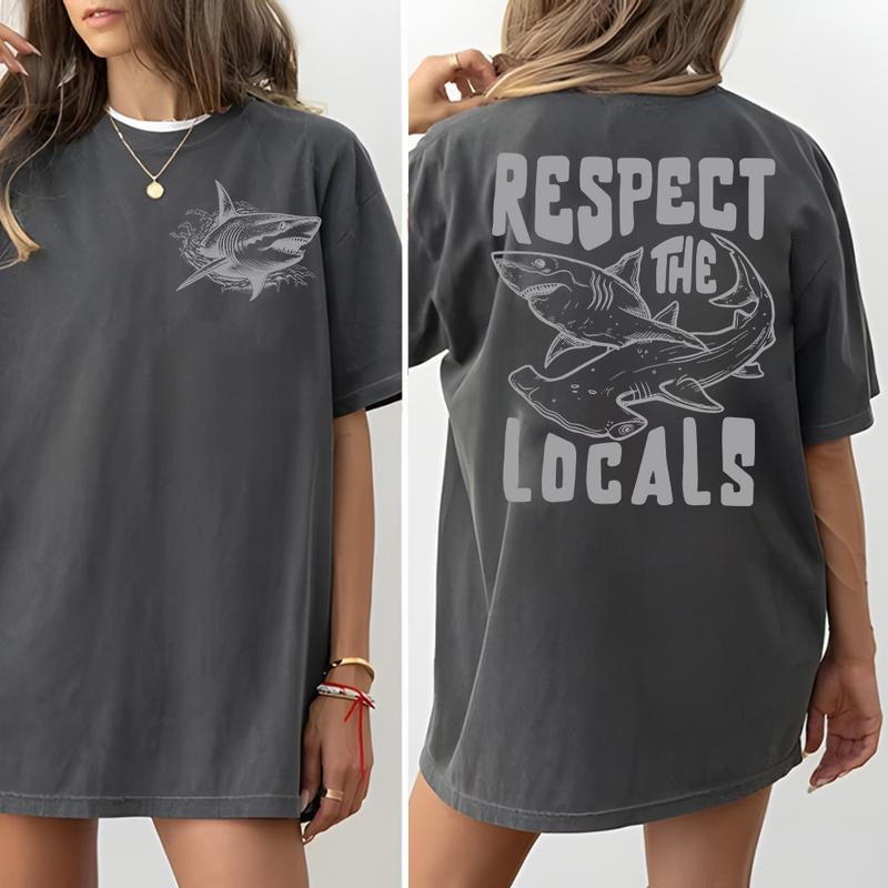 Respect The Locals | Great white Shark Sweatshirt | Save The Local Sharks Hoodie | Shark Lover | Ocean Conservation Hoodie | Surf Sweatshirt