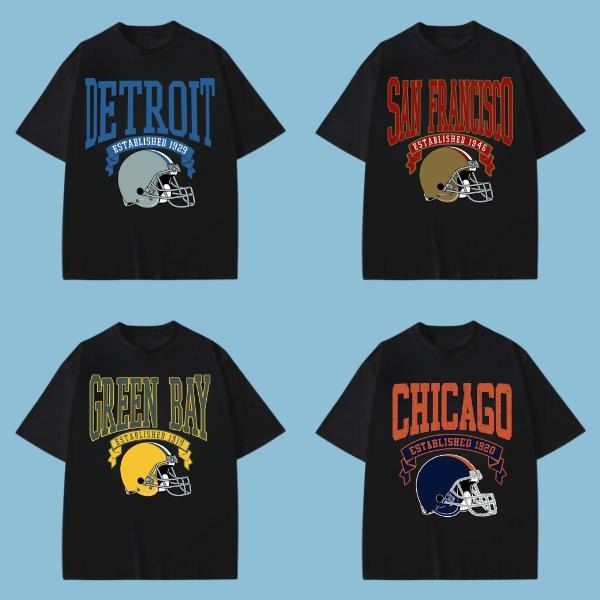 Retro All Team Football Helmet T-Shirt, Vintage Style Fan T-Shirt, All Teams Tee for Men Women, Game Day Apparel, Unisex Sport Streetwear Graphic Tee