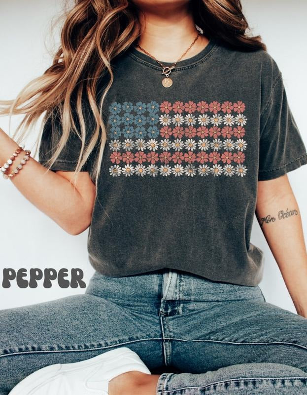 Retro American Flag Shirt, 4th of July Shirts, Womens Fourth of July Shirt