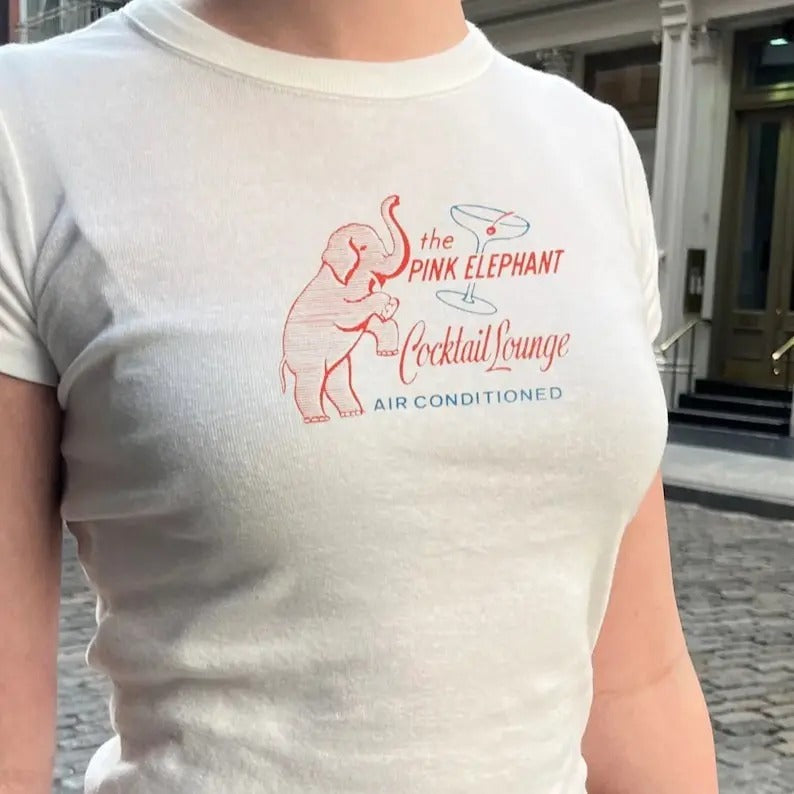 Retro Bar Baby Tee, Coquette Baby Tee, Vintage Graphic Top, Pinterest Aesthetic Cotton Fashion