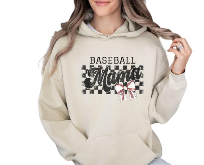Retro Baseball Mama Shirt, Baseball Mom Sweatshirt, Checkered Mama Tee, Baseball Coquette Bow Tshirt, Unisex Crewneck Pullover Tee, Crewneck Top