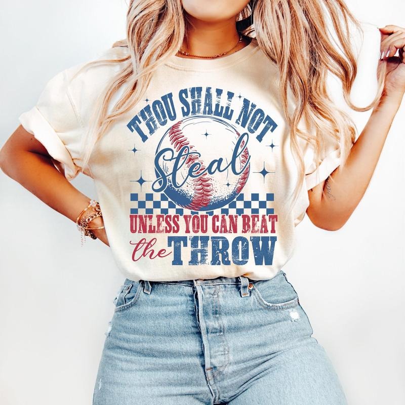 Retro Baseball T-Shirt, Funny Baseball T-Shirt, Thou Shall Not Steal, Game Day T-Shirt, Checkered Baseball T-Shirt, Baseball Mama T-Shirt, Baseball Mom T-Shirt