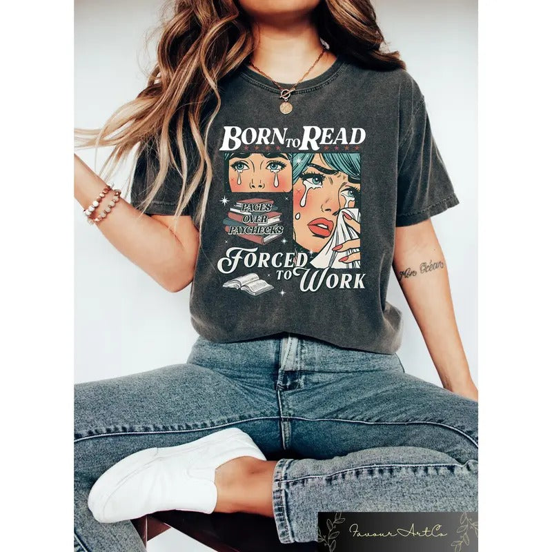 Retro Born To Read Bookish Shirt, Funny Reader Book Addict Tee, Spicy Books Sweater, Smut Shirt, Aesthetic Womens Tshirt