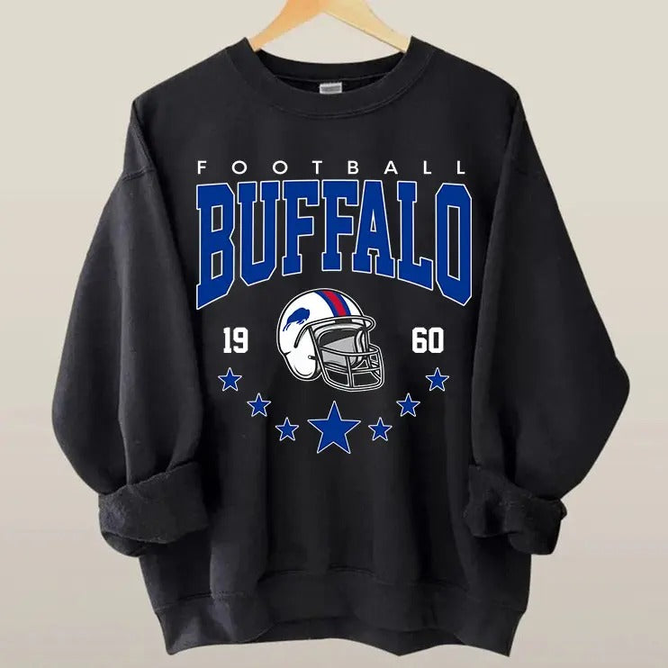 Retro Buffalo Football Sweatshirt, Vintage Style Buffalo Football Crewneck, Football Fan Gifts