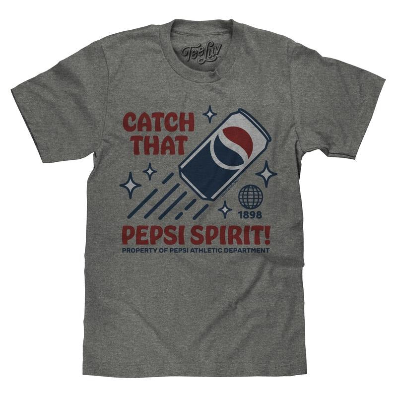 Retro Catch That Pepsi Spirit Soda Logo T-Shirt - Graphite Heather