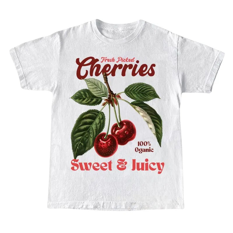 Retro Cherries Commercial Graphic Shirt, Vintage Cherry T-Shirt, Unisex Cotton Tee, y2k Style T Shirt, Cool Gift For Him & Her Crewneck