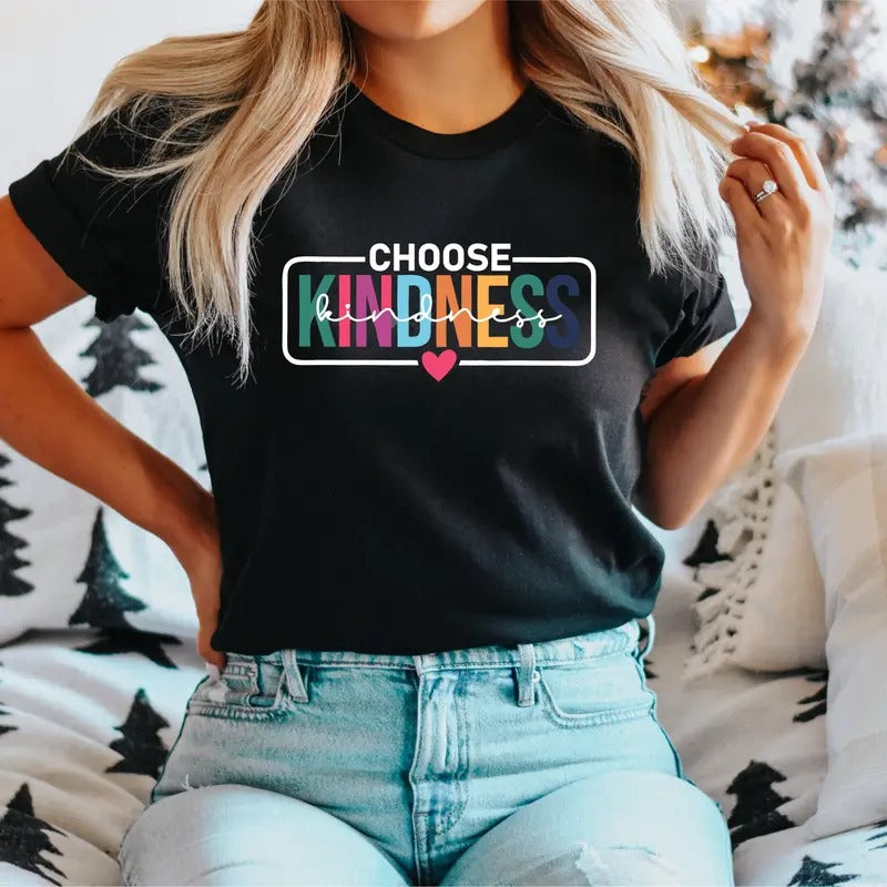 Retro Choose Kindness T-Shirt, Choose Kindness Teacher Shirt, Be Kind Teacher Tee, Elementary Team Tee, Pre K Teacher Shirt, Positive Short Sleeve.