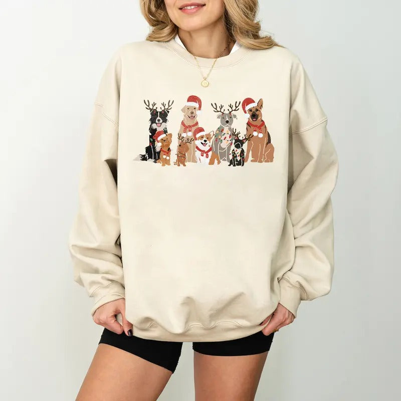 Retro Christmas Dog Sweatshirt, Dog Owner Christmas Gift, Dog Christmas Shirt, Gift for Dogg Lover, Xmas Tee