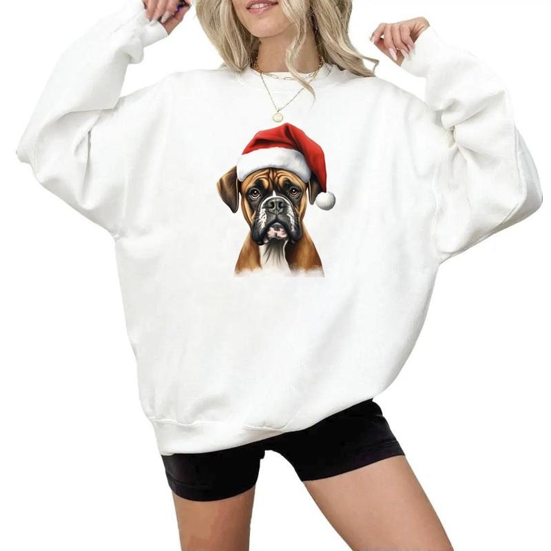 Retro Christmas Hat Santa Dog Sweatshirts Hoodie Tropical Dog Summer 4th of July Cute T-shirt Hunting Season Unisex 1 Cotton Womenswear