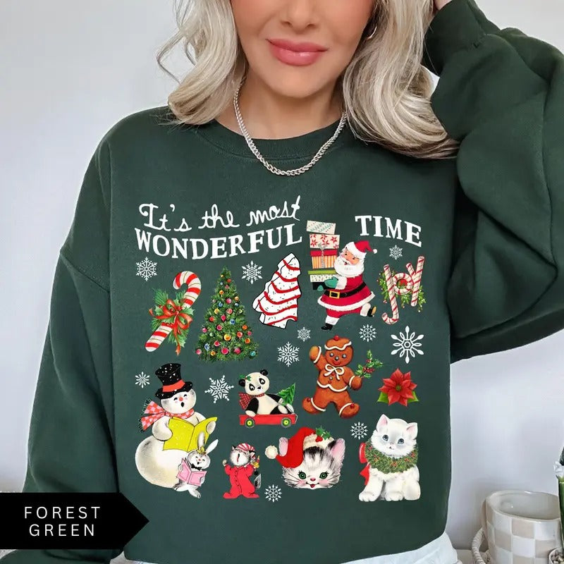 Retro Christmas Sweatshirt, It's the Most Wonderful Time, Women's Christmas Vintage Shirt, Trendy Holiday Sweatshirt, Cute Christmas Shirt