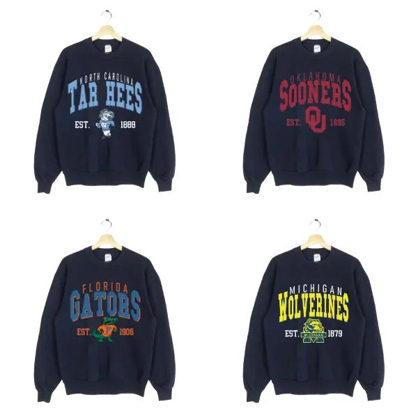 Retro College Spirit Sweatshirt - Vintage 90s University Team Style in Black