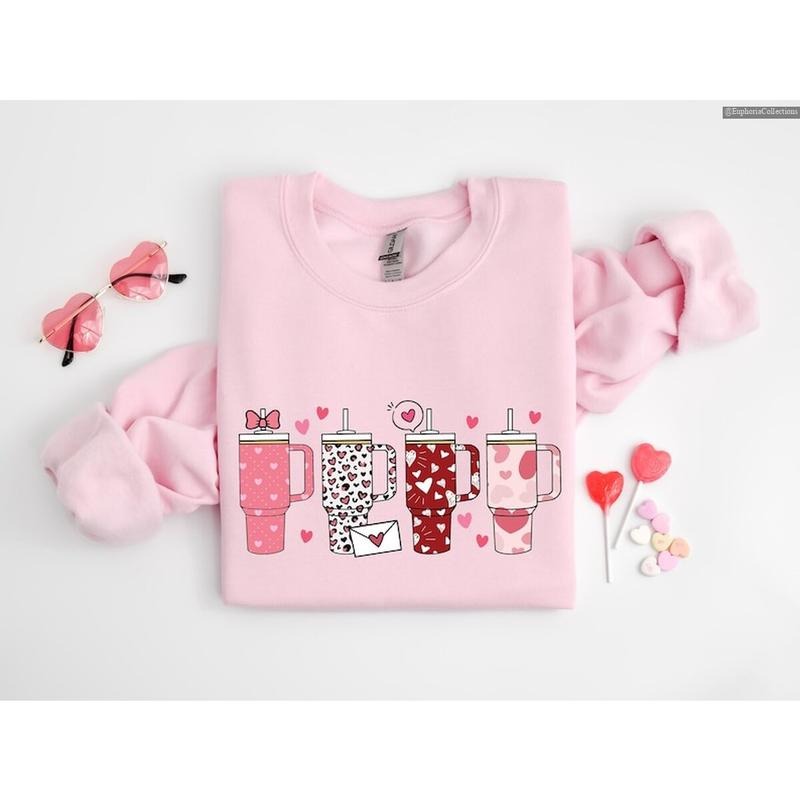 Retro Coquette Obsessive Cup Disorder Valentine's Day Sweatshirt Hoodie T-Shirt, Candy Heart Love Cup Valentine Gift , Global Trending Outfits