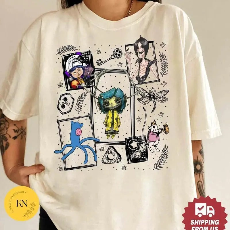 Retro Coraline Doll Shirt, Coraline Characters Tshirt, Coraline Shirt