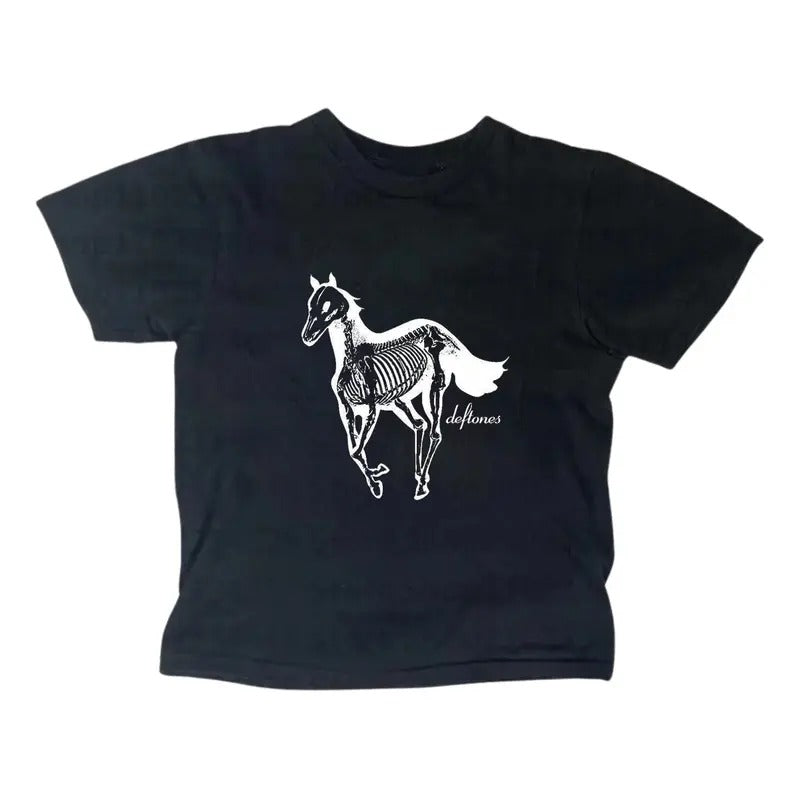Retro Deftones White Pony Baby Tee, Rock Nu Metal Band, Y2k Top Women Streetwear, Gothic Emo Girl Top, Women Fitted T-Shirt