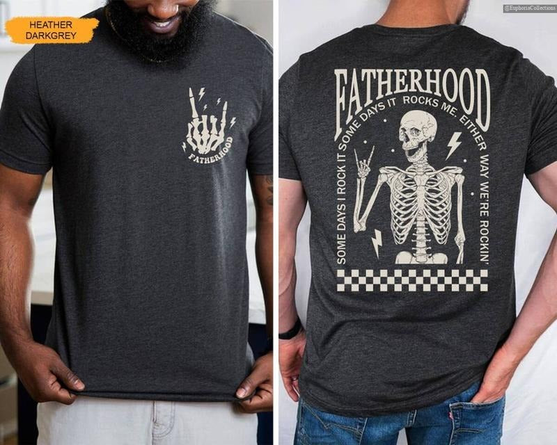 Retro Fatherhood Father's Day Shirt, Skeleton Daddy New Dad T-Shirt, Tee Gift for Husband, Cool Dad Club , Global Trending Outfits