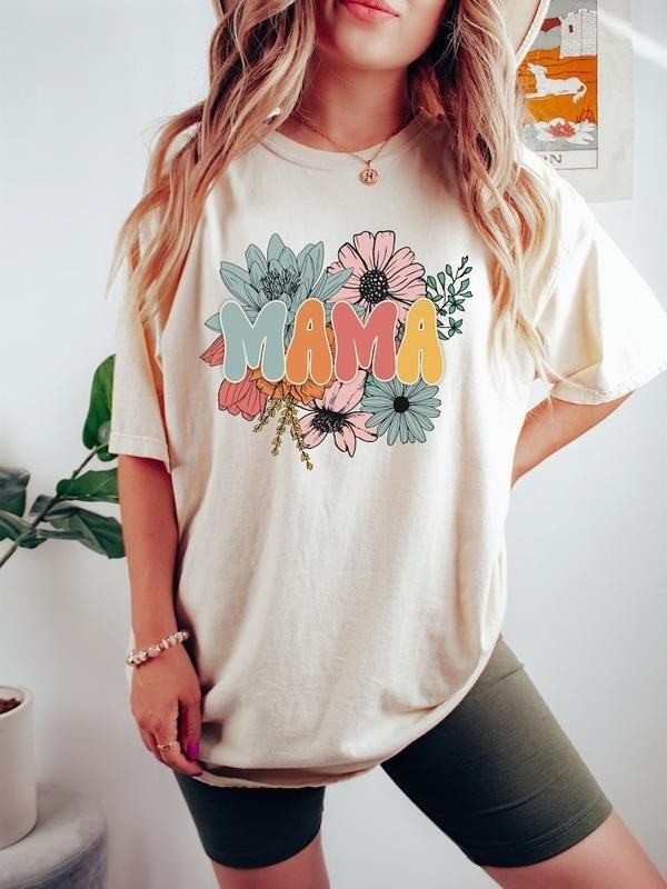 Retro Floral Mama T-shirt, Shirt for Mom for Mother's Day, Mama T-Shirt, Mom Shirt for Mom for Mother's Day, Mama T-shirt, Mothers Day Gift